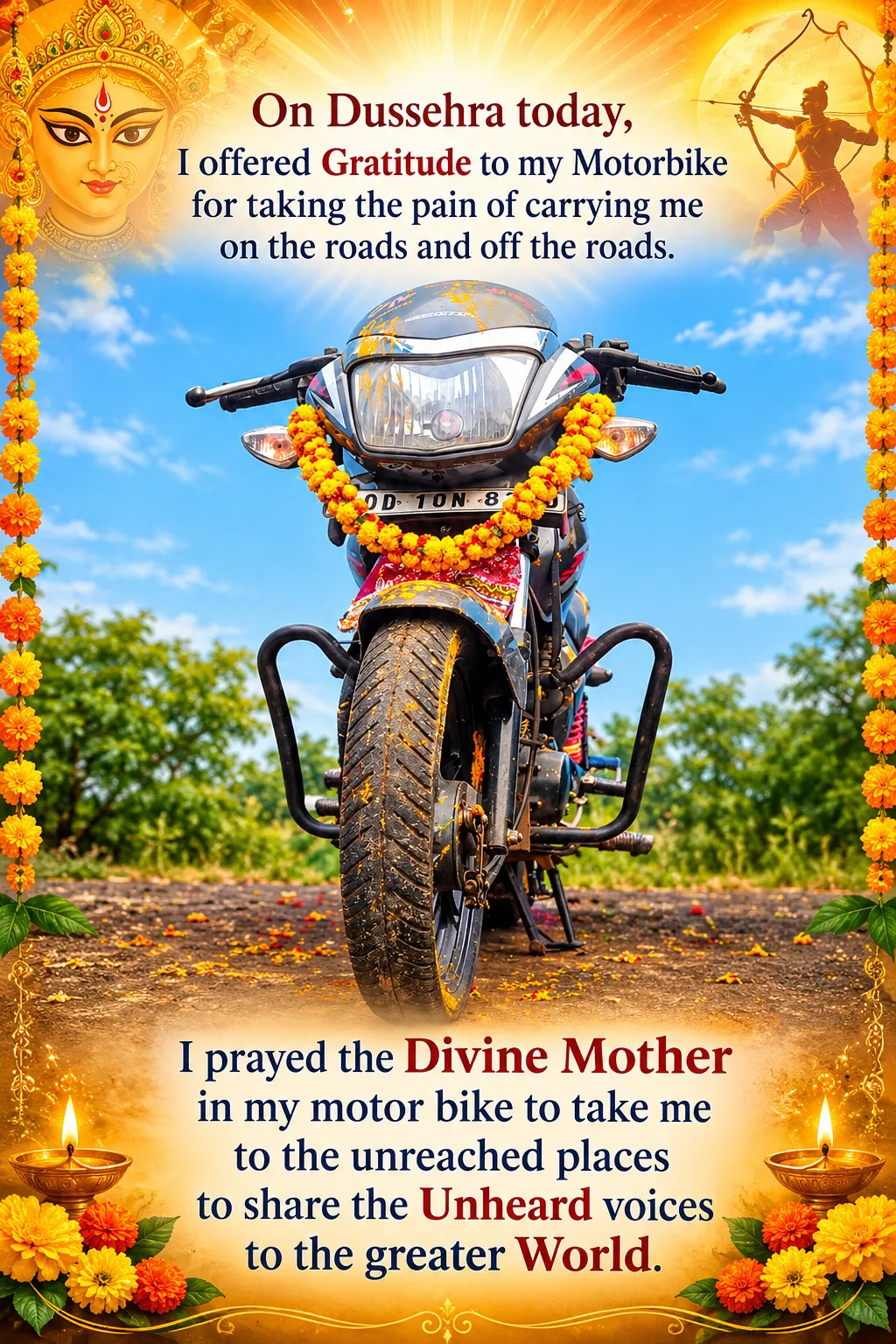 I offered Gratitude to my Motorbike on Dussehra Today